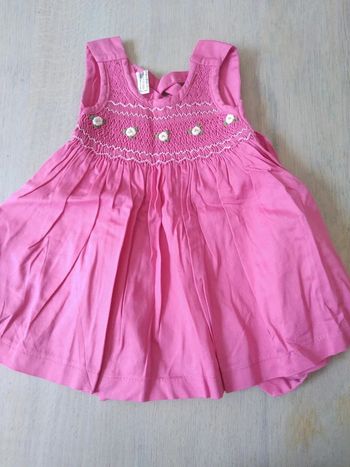 Robe rose broderie fleurs 6 mois