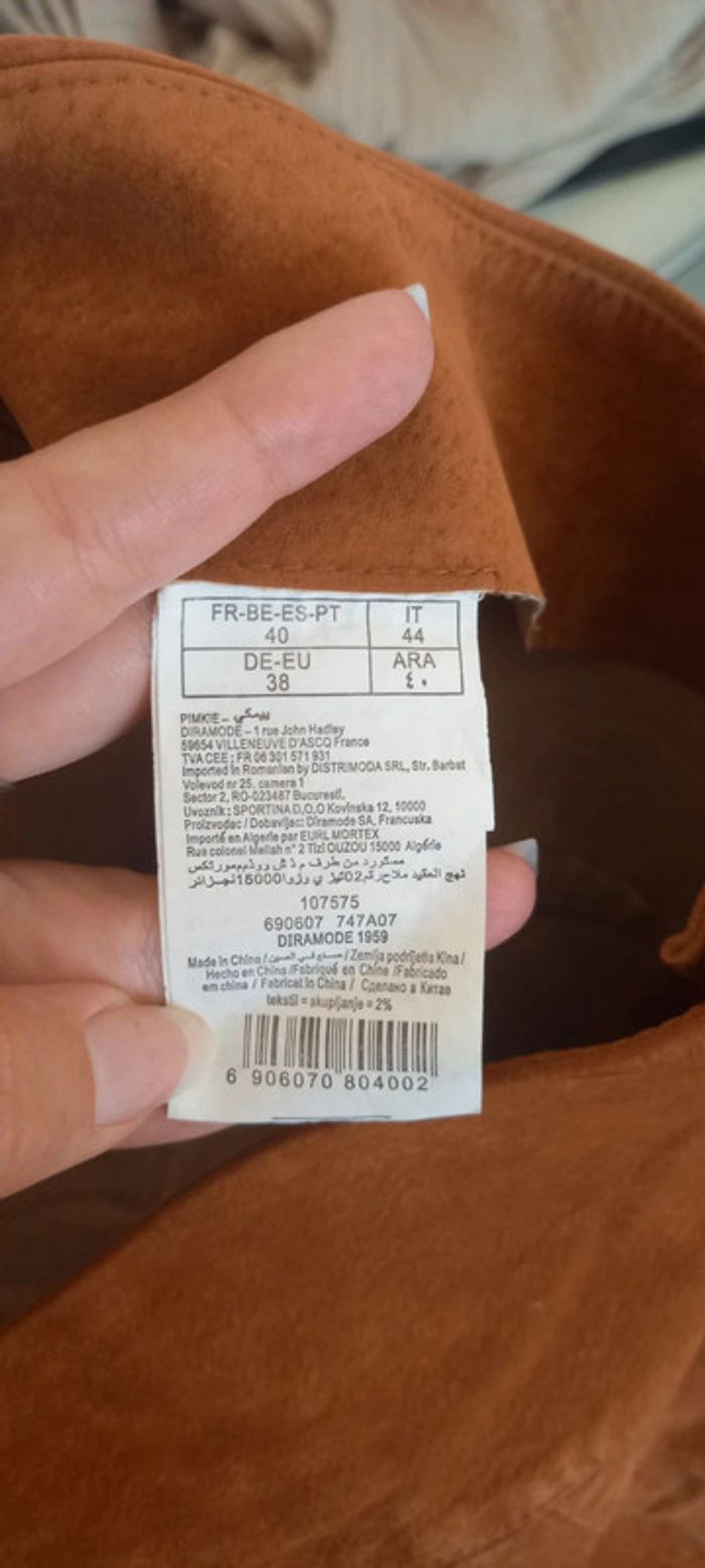 Jupe pimkie à fermeture éclair brune effet daim, suédine 40 - photo numéro 5