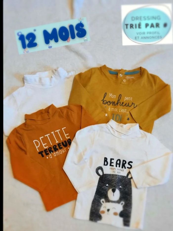 Lot automne hiver tee shirt 12 mois ml