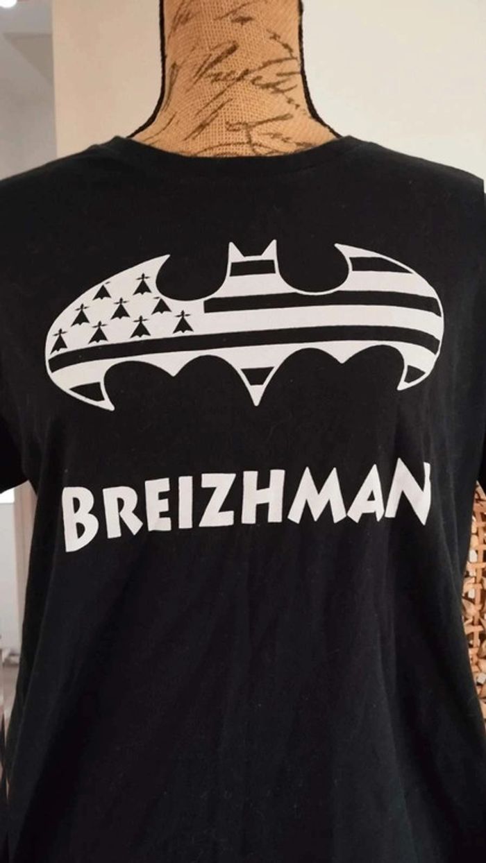 Tee shirt noir motif blanc breizhman taille m - photo numéro 3