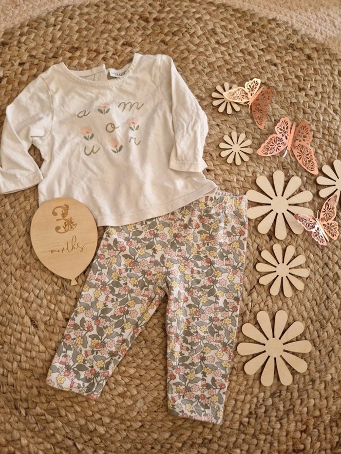 Ensemble t-shirt TAO et legging fleurie bebe fille 3mois