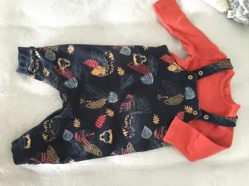 Ensemble salopette + t-shirt manches longues petit béguin 9 mois