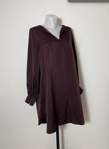 Robe satinée cassis manches longues H&M