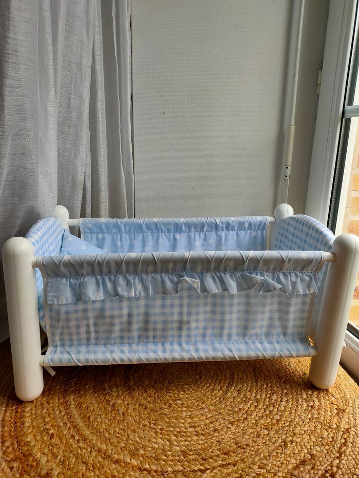 Lit poupée Vintage Berchet vichy bleu - photo numéro 4