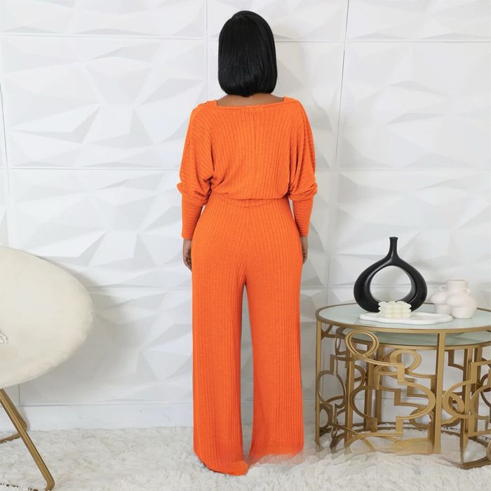 Ensemble de combinaison à manches longues côtelées pour femmes - photo numéro 6