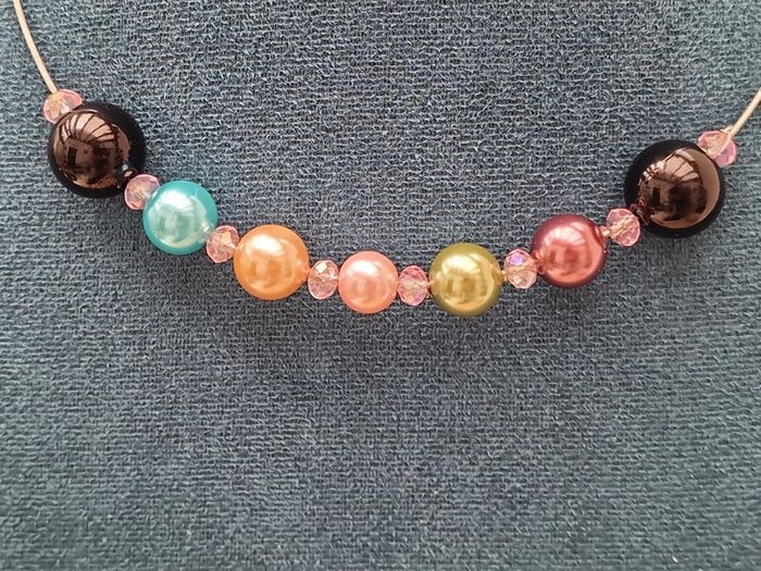 Parure Bijoux Acier Grosses Perles Multicolore - photo numéro 8