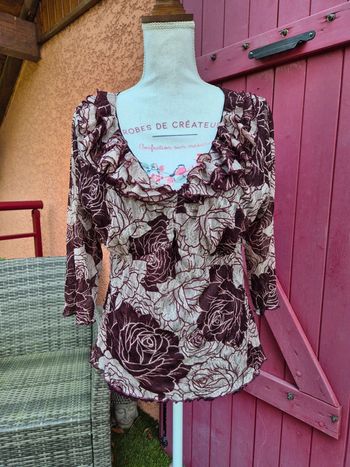 Chemisier / blouse imprimé à manches 3/4 T. 40/42