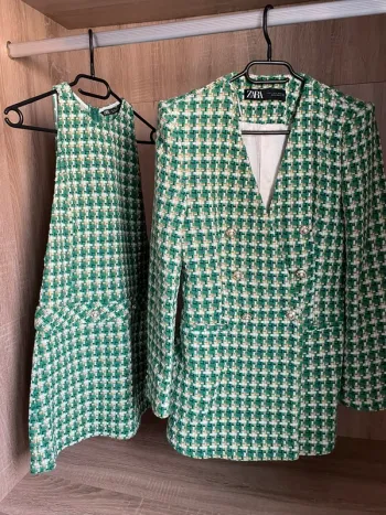 Ensemble tailleur tweed Robe + Blazer Taille S