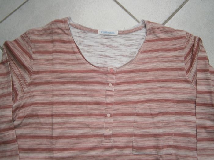 Tee-shirt manches 3/4 rayé marron/beige Taille 42 - photo numéro 2
