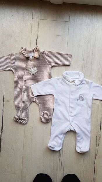 Lot de 2 pyjamas naissance velours mixtes