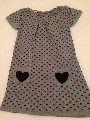 Robe en laine Grise à pois noirs