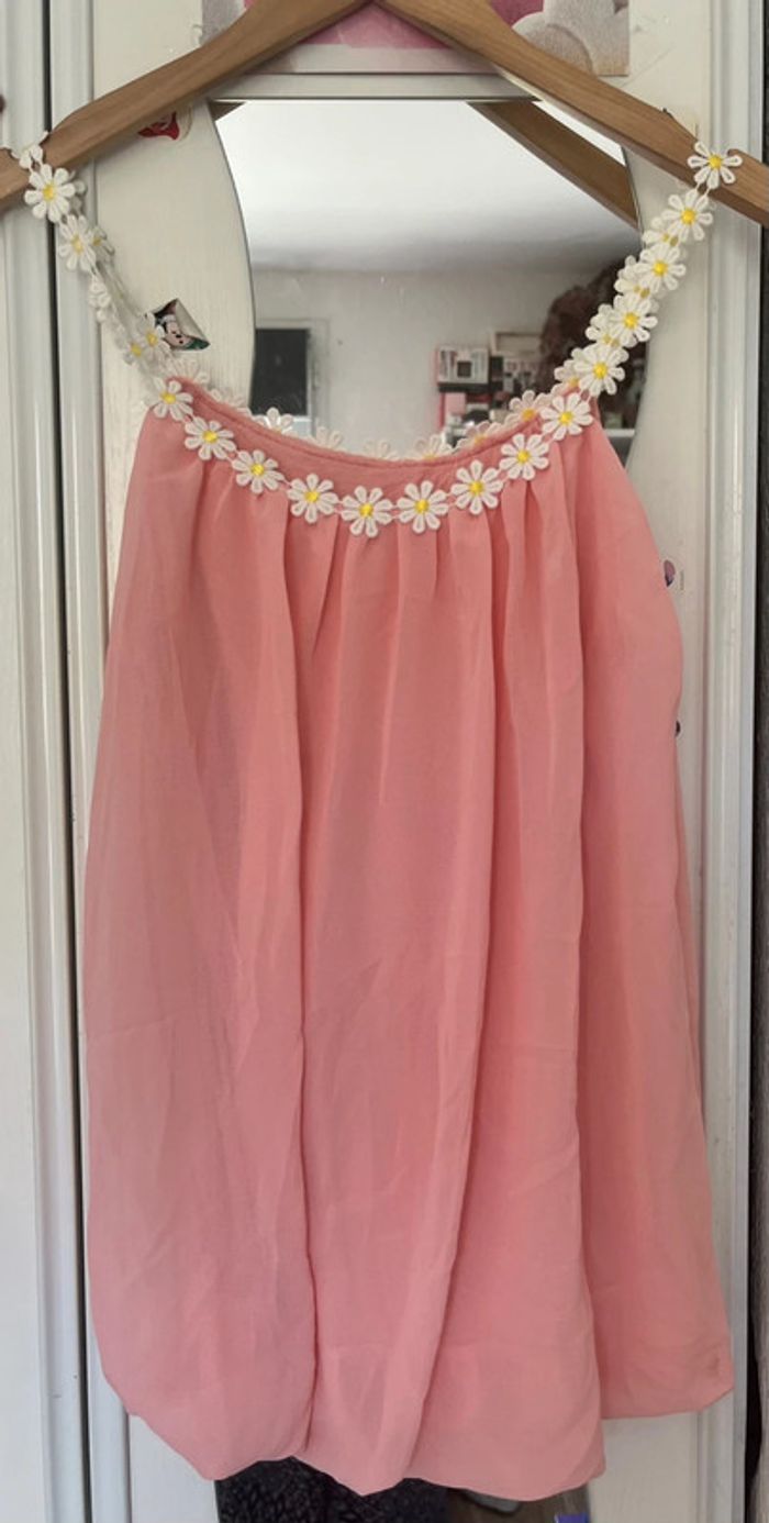 Débardeur en tulle doublé, bretelles sous forme de marguerite, rose claire , produit en Italie, S - photo numéro 3