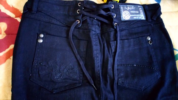 Mini jupe en jean noire liens au dos t36 - photo numéro 4