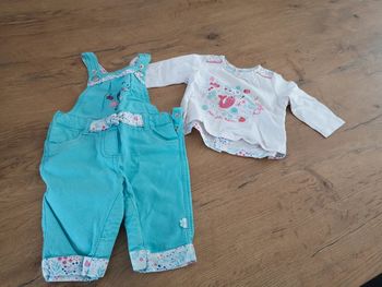 Ensemble salopette sergent major 3 mois turquoise
