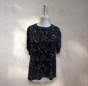 Chemise fluide motifs cœurs manches 3/4 taille M