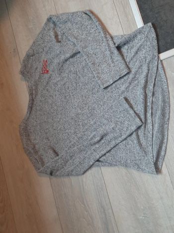 Pull léger, gris chiné, manches longues, LH, taille 12 ans
