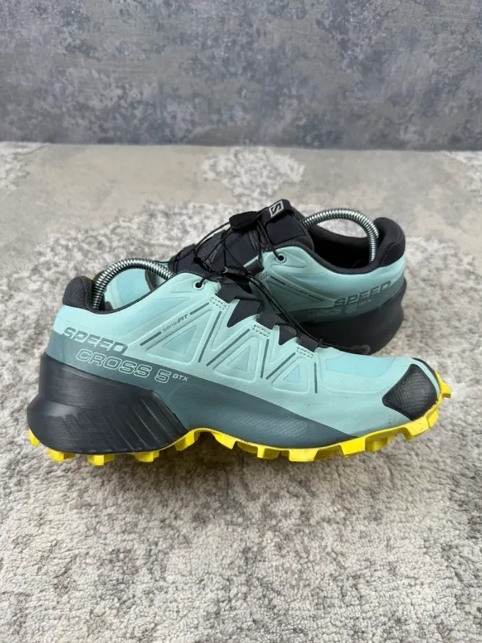Salomon SpeedCross5 Gore-Tex - Blue & Yellow & Grey - photo numéro 6