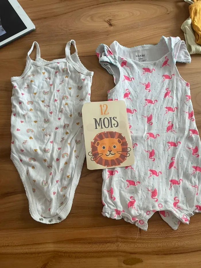 Lot de 6 bodys été  fille 12 mois - photo numéro 2