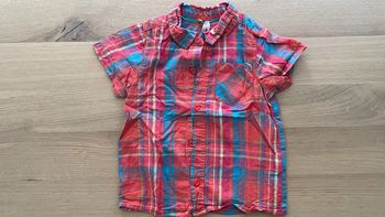 Chemise à carreaux manches courtes rose et bleue 12 mois orchestra