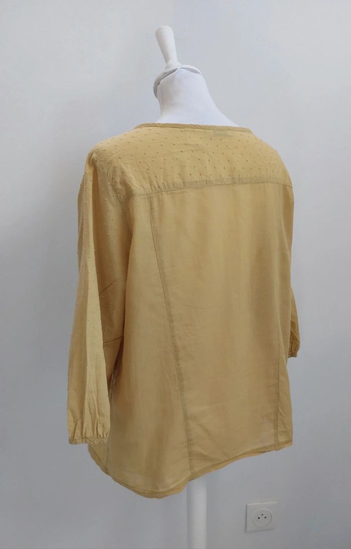Blouse brodée en coton jaune moutarde 44 - photo numéro 3