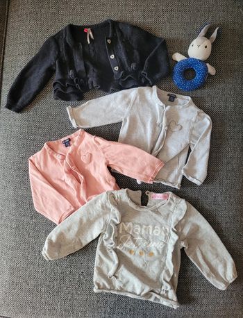 Lot 4 gilets/pulls fille 9 mois
