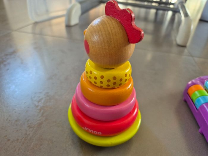 Poule en bois Goula anneaux à empiler - photo numéro 2