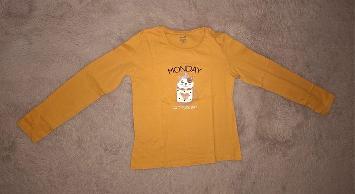T shirt manche longue jaune moutarde kiabi 10 ans