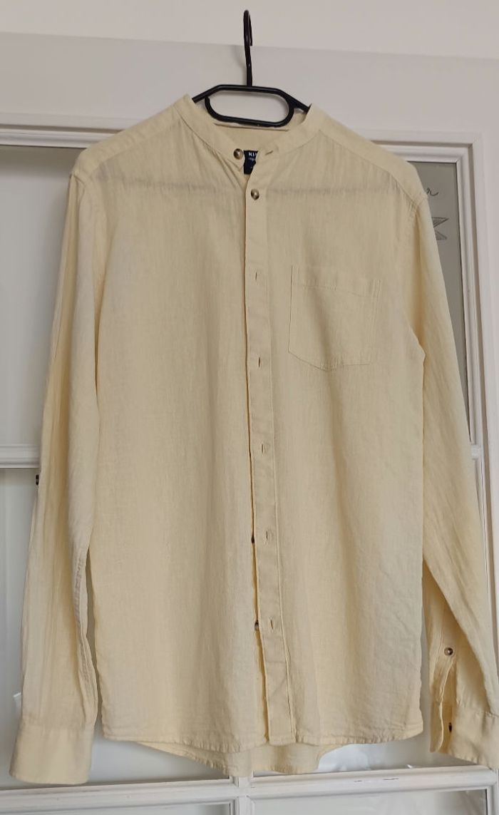 Chemise manches longues col mao lin/coton taille S