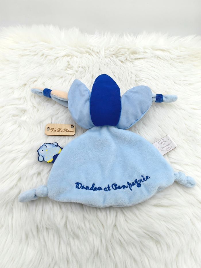 Doudou semi plat  lapin bleu Chouette ça brille Doudou et Compagnie DC2146 - photo numéro 3