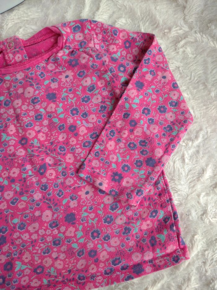 Lot de 2 tee shirt manches longues Fille 9 mois Fleurs Chat Cute Little kitty In Extenso 100% coton - photo numéro 13