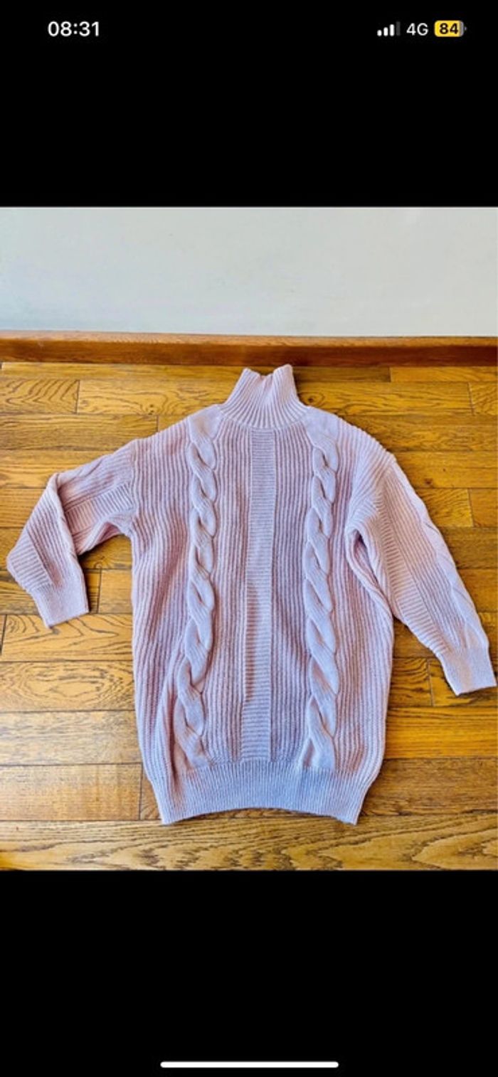 Sublime pull long rose à col neuf taille M - photo numéro 6