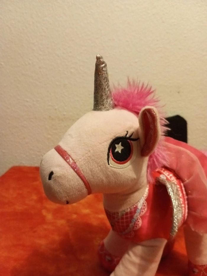 Peluche licorne ailée rose et argenté - photo numéro 2