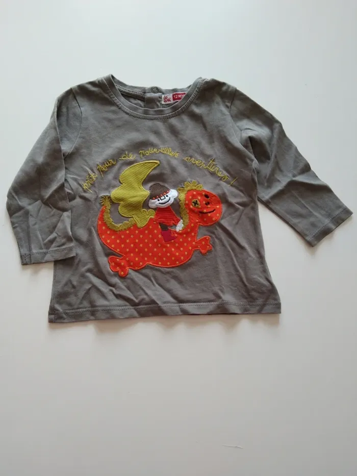 tee shirt manches longues kaki dpam garcon 12 mois
