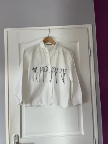 Chemise blanche fille – Zara Girls – 9 ans – Broderie noire
