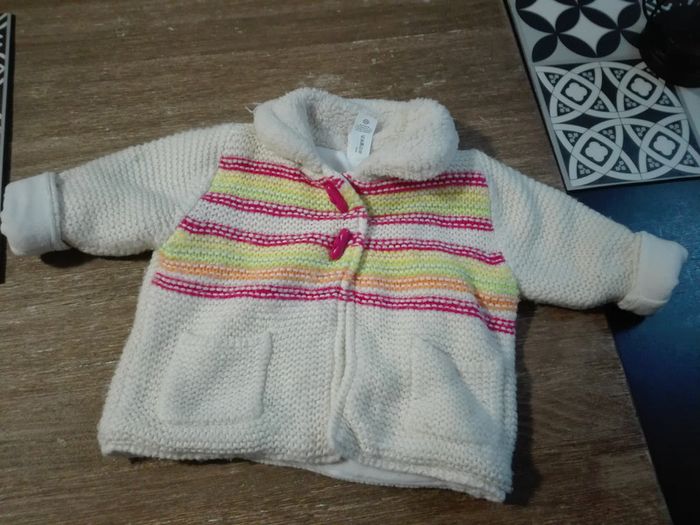 Gros gilet manteau moumoute chaud polaire vintage bébé fille 9 mois