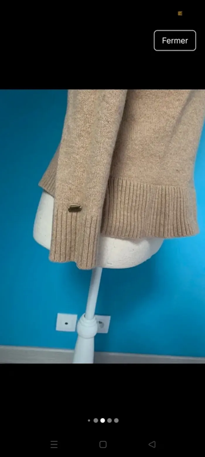 Pull col V cintré beige "Tommy Hilfiger" - photo numéro 5