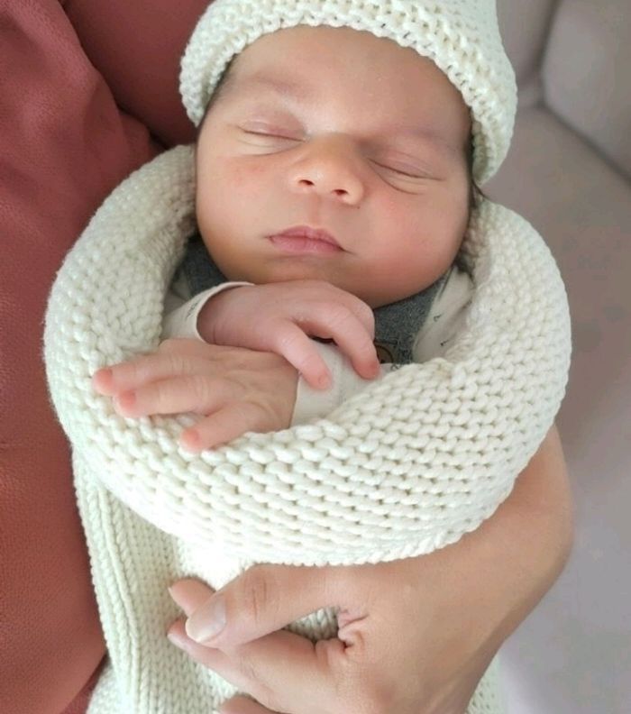 Cocon de naissance laine mérinos tricot bébé - photo numéro 4