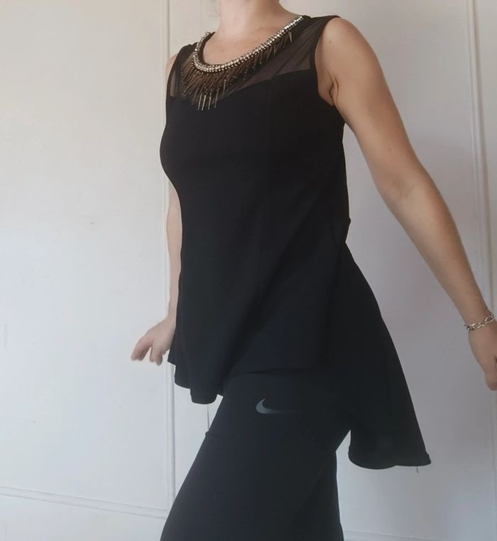 haut top femme cintrée evasé débardeur de soirée chic y2kt m 38 l 40 noir et doré - photo numéro 8
