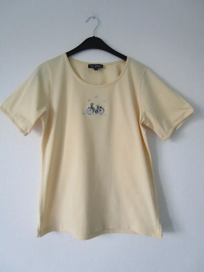 T-shirt jaune vintage vélo 38 TBE - photo numéro 7