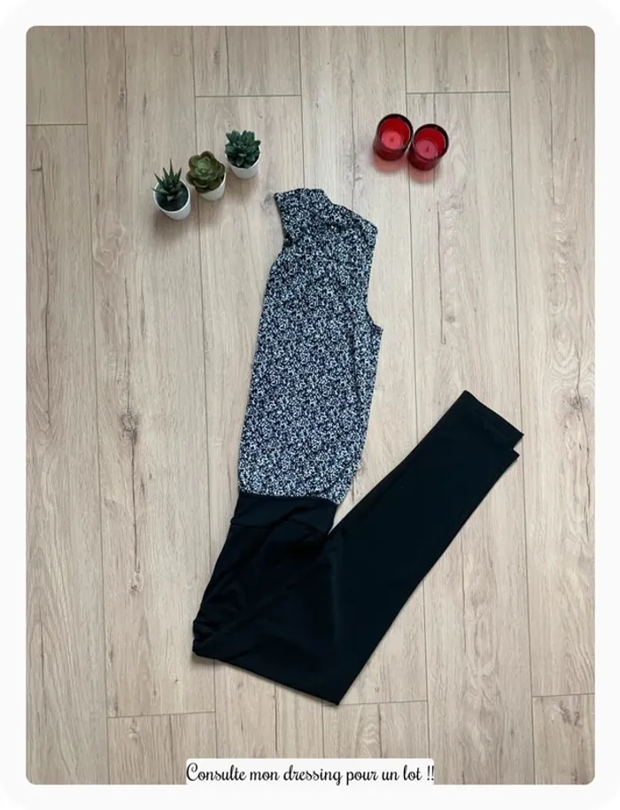 Combi pantalon noir et motif - photo numéro 4