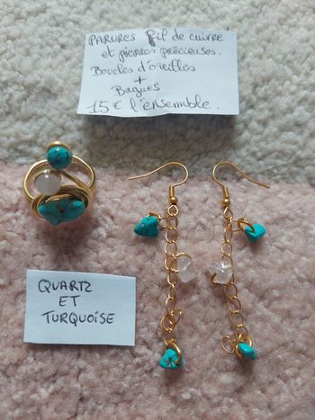 Parure bague et boucles d'oreilles