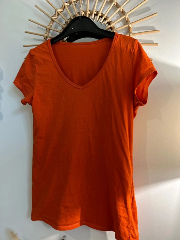 T-shirt en coton, orange, corail, mango - photo numéro 5