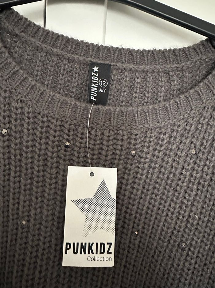 Pull manches longues gris foncé taille 12 ans neuf avec étiquette - photo numéro 3
