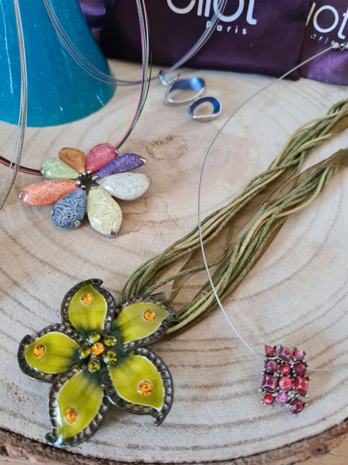 Collier en argent fleur coloré Eliot - photo numéro 2