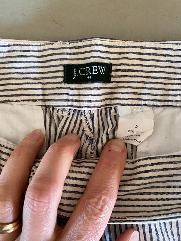 Short Bermuda J.Crew blanc et bleu marine à rayures taille 2 - photo numéro 6