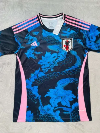 Maillot concept foot Japon bleu dragon fleurs taille S
