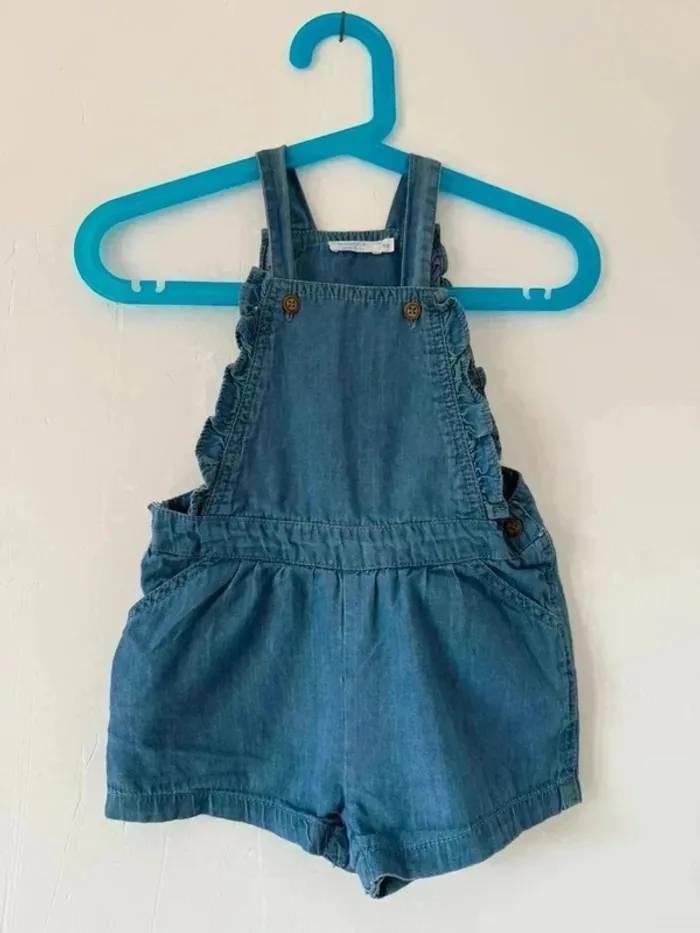 Combi-short en jean Bout'chou avec volants - 18 mois