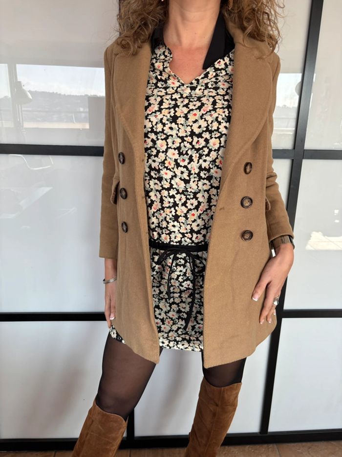 Manteau beige Sandro 38 avec cachemire - photo numéro 4