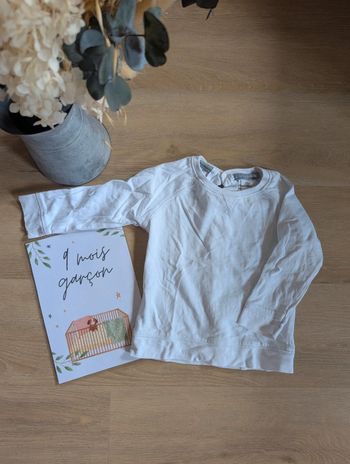 T-shirt manches longues 9 mois blanc Vertbaudet