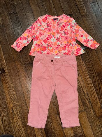 Chemise sergent major et pantalon velour Bout’chou 12 mois